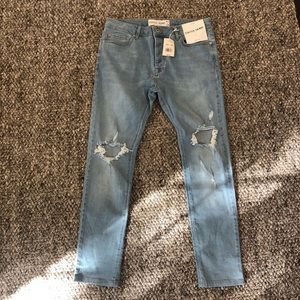 TOPMAN Stretch Skinny Light blue Distressed Jeans